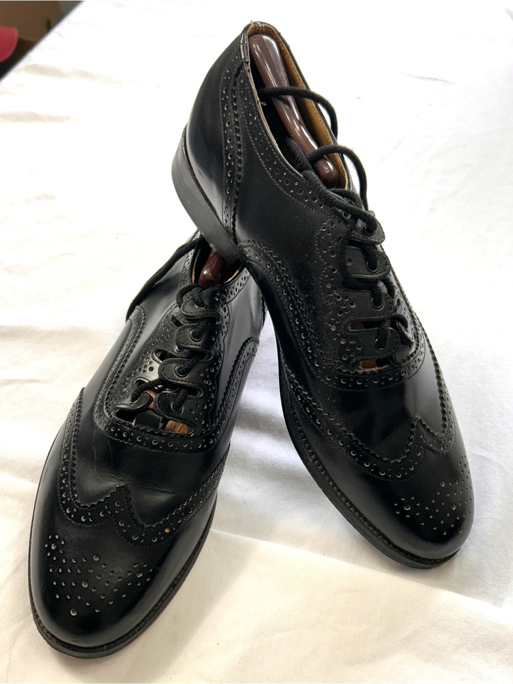 Vintage Black Leather Ghillie Brogues Scottish Highland Kilt Shoes Size 11